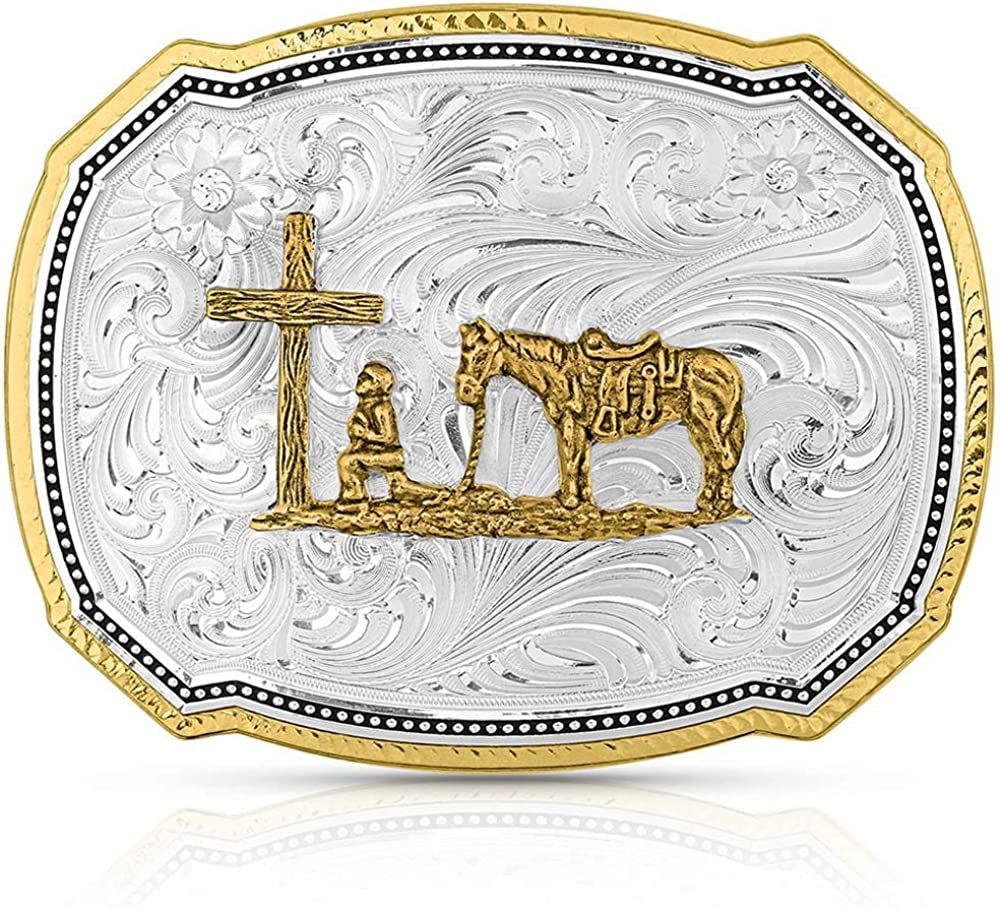 Montana Silversmiths Christian Faith Series Classic Western Buckle, Made in USA Apparel & Accessories > Clothing Accessories > Belt Buckles Montana Silversmiths Right Cut of the Rope Christian Cowboy  