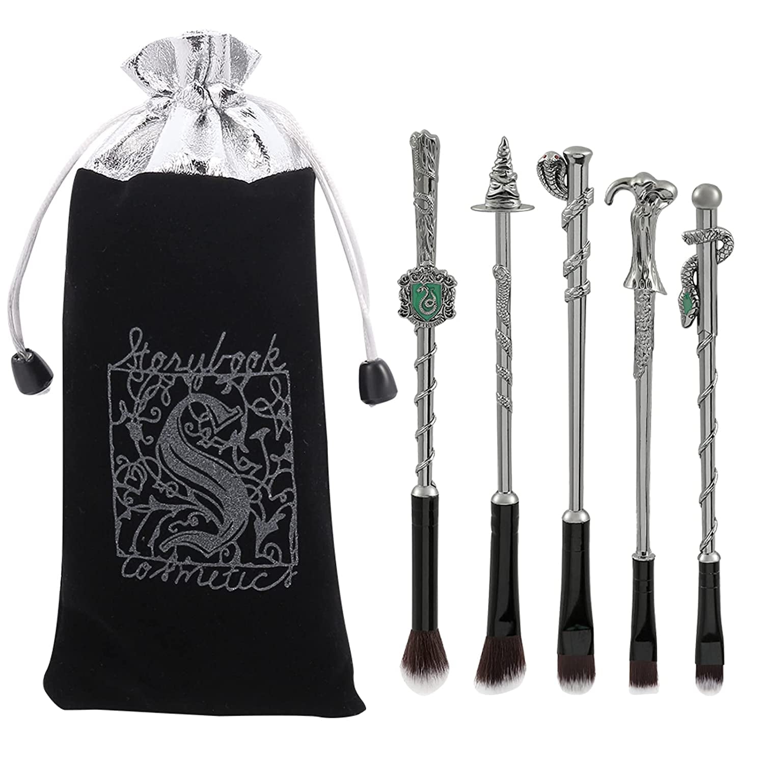 Magic Wand Makeup Brushes Set - 5Pcs Wizard Wand Makeup Brushes Foundation Blending Blush Eyeshadow Face Lip Powder Brush Beauty Tools (Rose Gold) Health & Beauty > Personal Care > Cosmetics > Cosmetic Tools > Makeup Tools rongji jewelry Black  