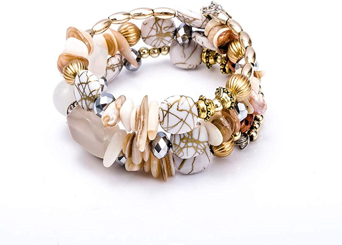 Boho Multilayer Irregular Agate Beads Charm Bracelets for Women Vintage Jade Stone Man Bracelets Yoga Bangles Ethnic Jewelry Apparel & Accessories > Jewelry > Bracelets MIXIA White  