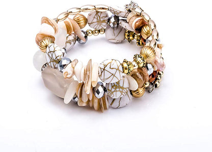 Boho Multilayer Irregular Agate Beads Charm Bracelets for Women Vintage Jade Stone Man Bracelets Yoga Bangles Ethnic Jewelry Apparel & Accessories > Jewelry > Bracelets MIXIA White  