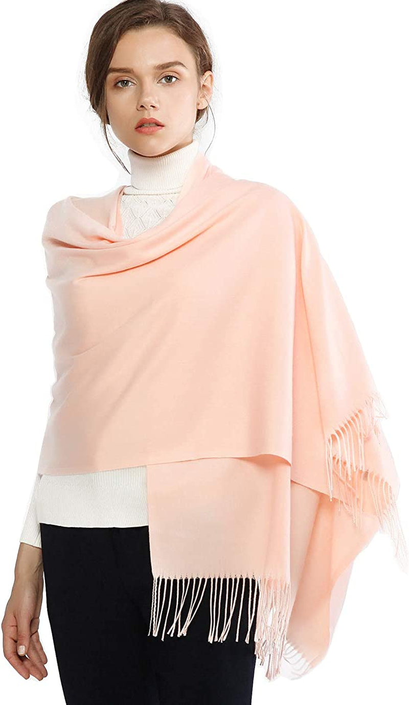 RIIQIICHY Women'S Scarf Pashmina Shawls and Wraps for Evening Dress Bridesmaid Wedding Bridal Winter Warm Long Large Scarves Apparel & Accessories > Clothing Accessories > Scarves & Shawls RIIQIICHY Peach Pink  