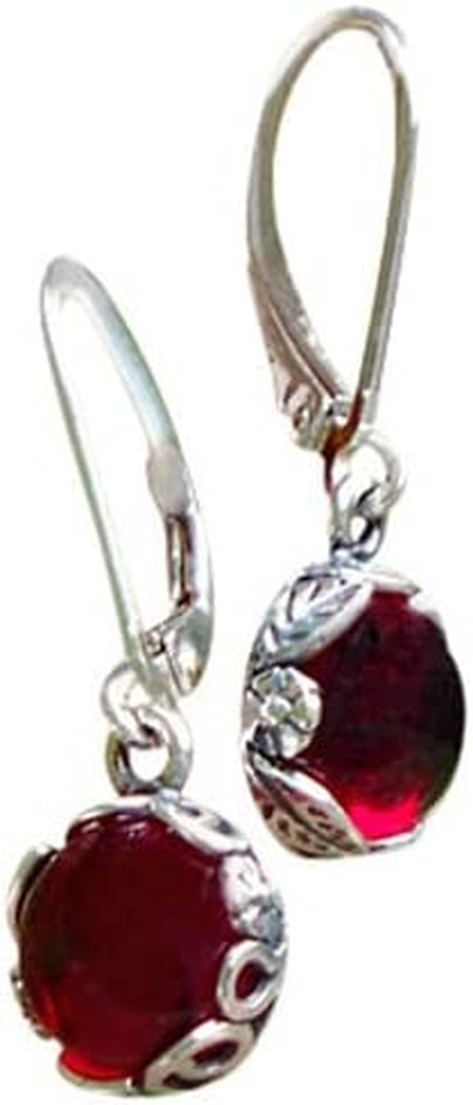 Recycled Vintage 1940'S Red Beer Bottle Sterling Silver Botanical Leverback Earrings Apparel & Accessories > Jewelry > Earrings Bottled Up Designs   