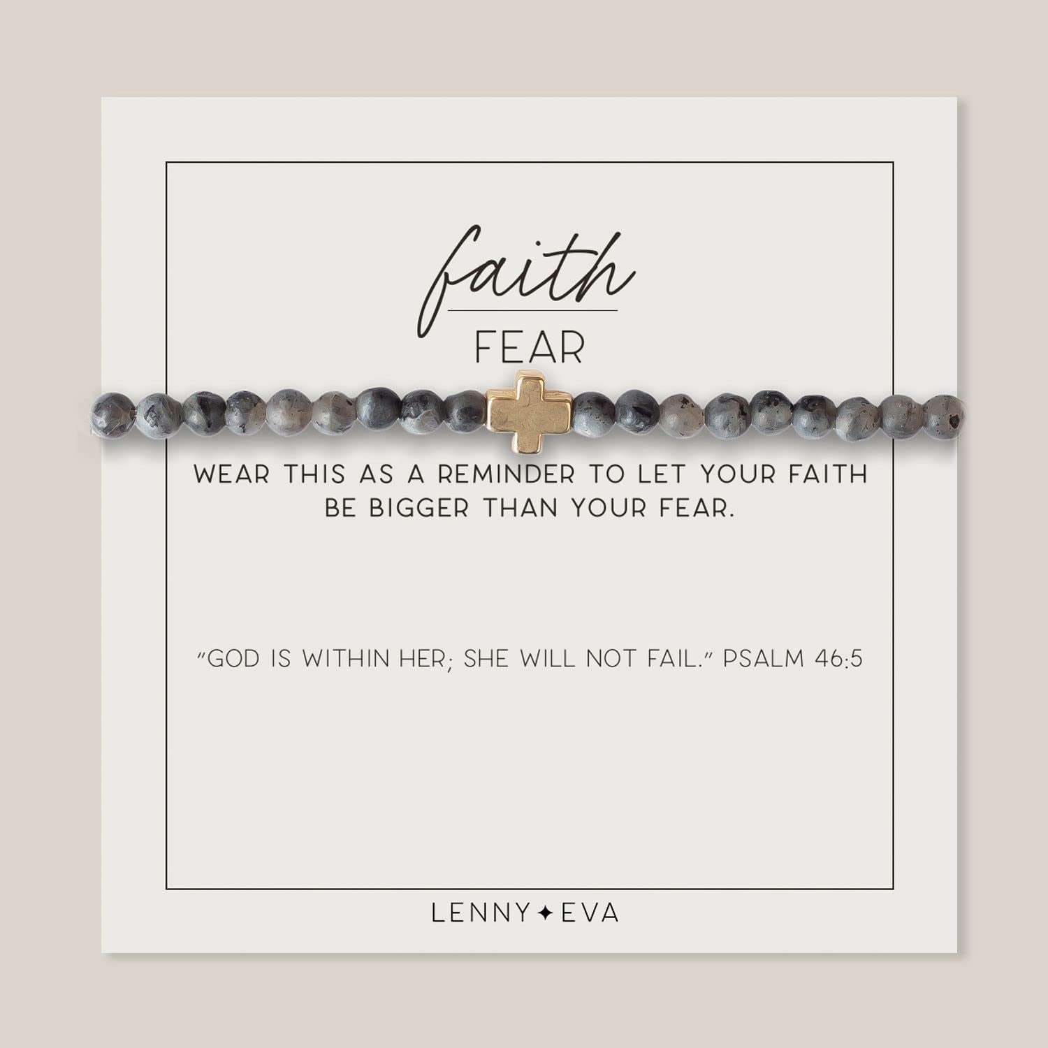 Lenny & Eva Faith over Fear Cross Stretchable Bracelets for Women, Inspirational Jewelry with Message on Card Apparel & Accessories > Jewelry > Bracelets Lenny & Eva Labradorite Gold Bracelet 