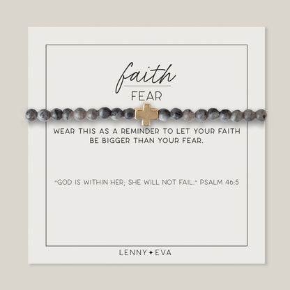 Lenny & Eva Faith over Fear Cross Stretchable Bracelets for Women, Inspirational Jewelry with Message on Card Apparel & Accessories > Jewelry > Bracelets Lenny & Eva Labradorite Gold Bracelet 