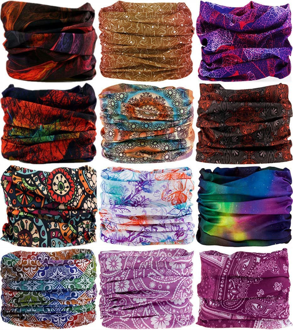 VANCROWN Headband Neck Gaiter Head Wrap Headwear Face Mask Magic Scarf Bandana for Men and Women Apparel & Accessories > Clothing Accessories > Headwear VANCROWN 12PCS.Red  