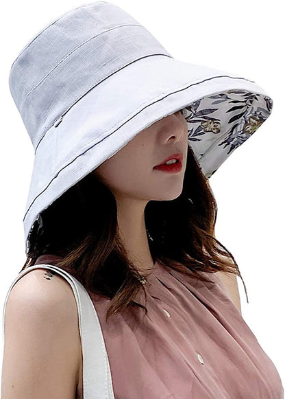 Farodor Women'S Packable Reversible Bucket Hat UV Sun Protection Wide Brim Summer Beach Cap Apparel & Accessories > Clothing Accessories > Hats FaroDor 2floral-grey  