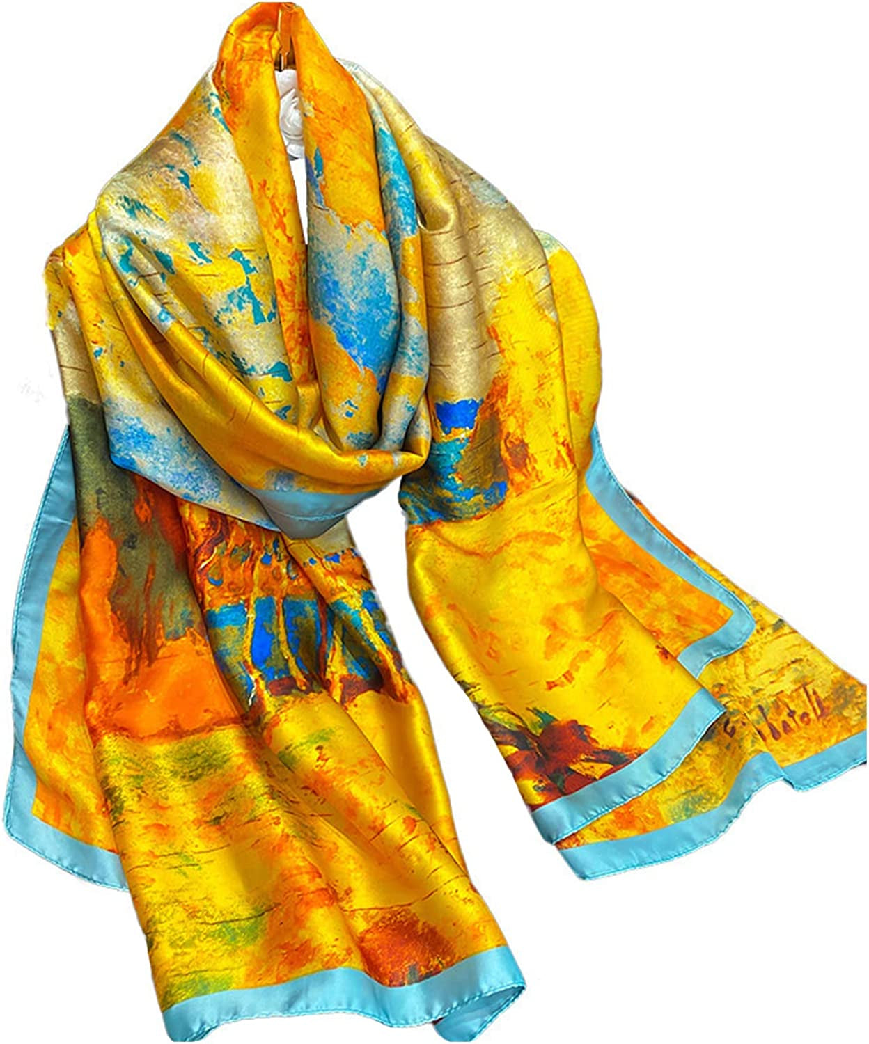 Fashion Scarves 100% Silk Felling Scarf Long Lightweight Sunscreen Shawls Wrap for Women Hair Scarves Apparel & Accessories > Clothing Accessories > Scarves & Shawls Aufeel Golden  