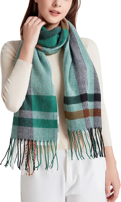 Wander Agio Women'S Fashion Long Shawl Big Grid Winter Warm Lattice Large Scarf Apparel & Accessories > Clothing Accessories > Scarves & Shawls Wander Agio Coffee Green 14  