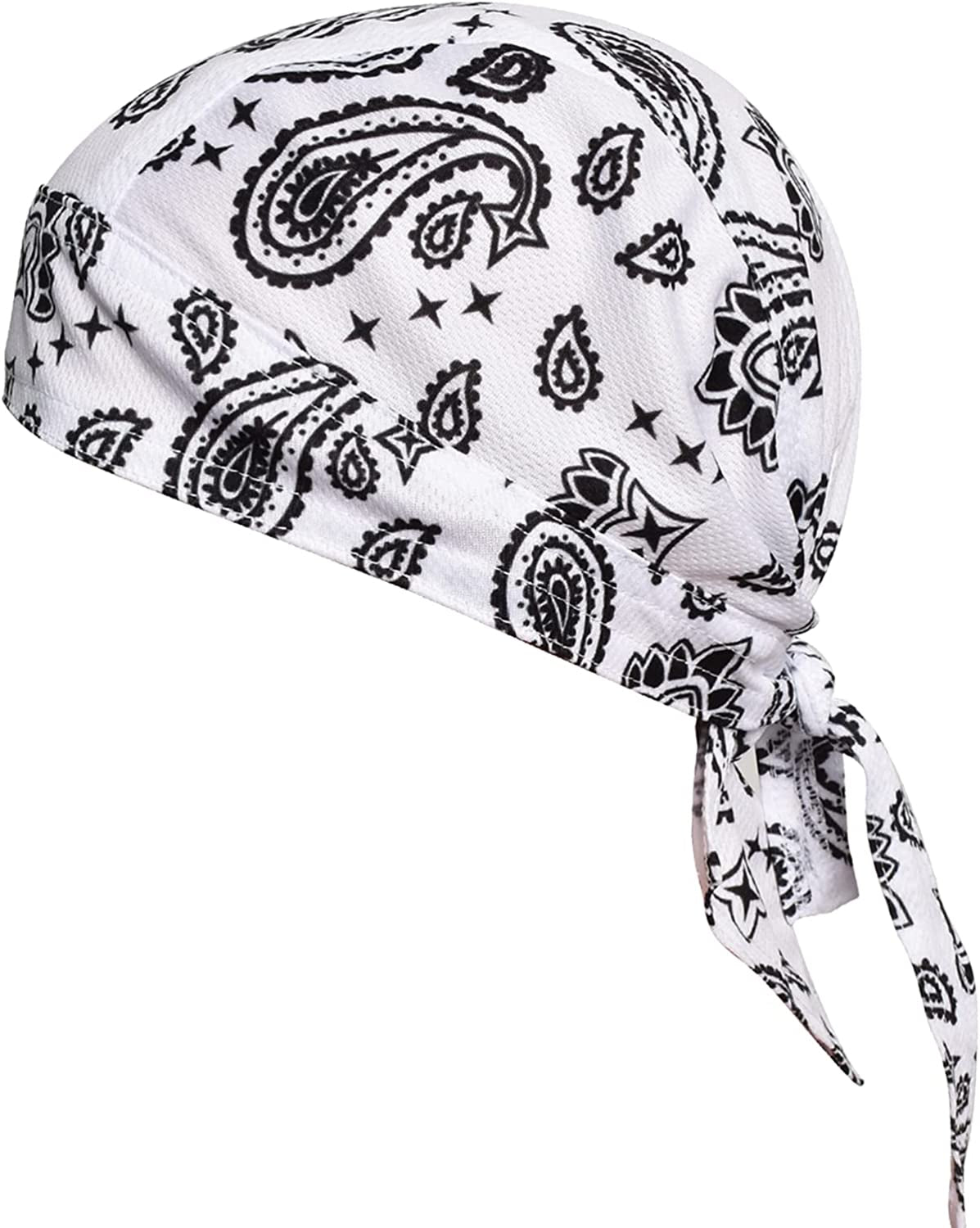 Ransiy Do Rag Skull Cap Bandana Head Wraps Biker Beanie Cap Bandana Hat Chemo Cap Dew Rag for Men and Women Apparel & Accessories > Clothing Accessories > Bandanas & Headties ransiy Skull-3-paisley (1pc White)  