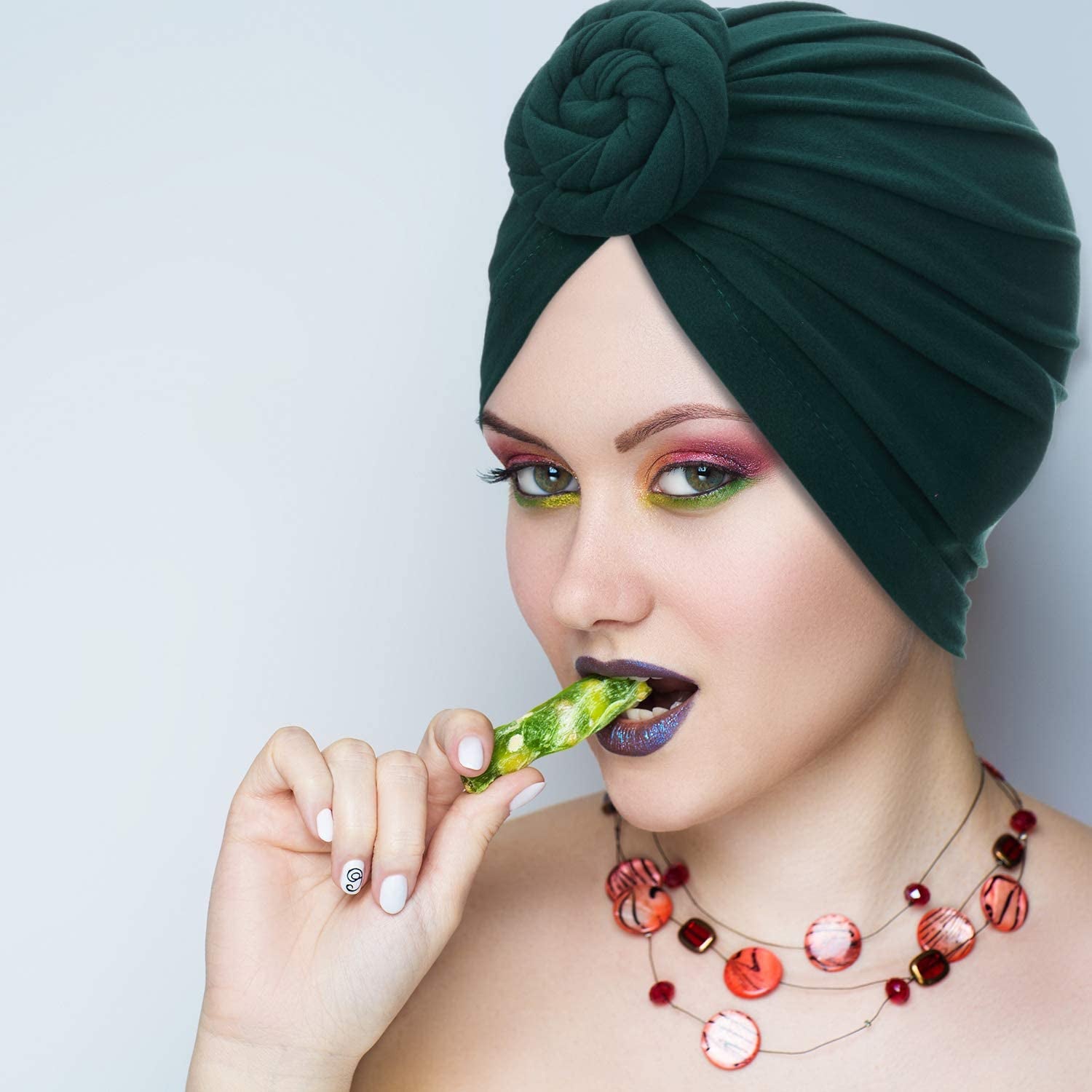 SATINIOR 6 Pieces Women African Turban Flower Knot Pre-Tied Bonnet Beanie Cap Headwrap Apparel & Accessories > Clothing Accessories > Bandanas & Headties SATINIOR   