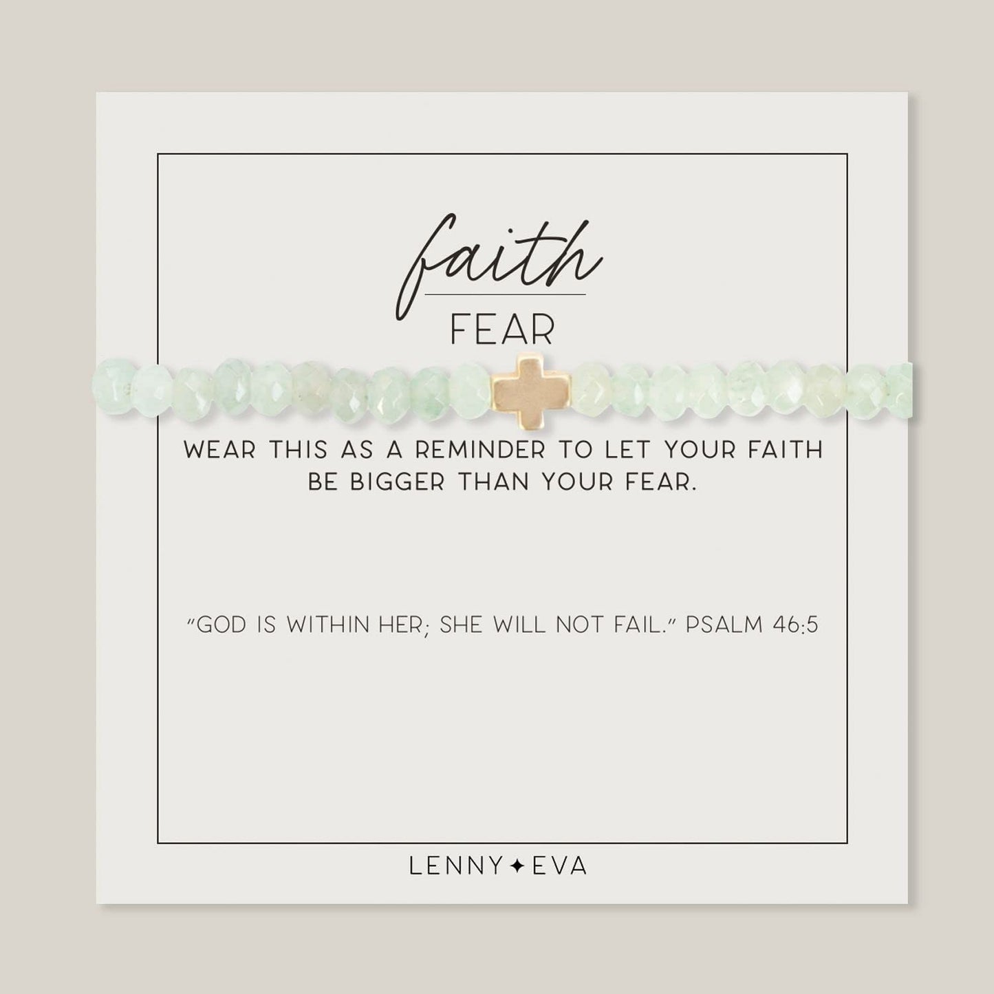 Lenny & Eva Faith over Fear Cross Stretchable Bracelets for Women, Inspirational Jewelry with Message on Card Apparel & Accessories > Jewelry > Bracelets Lenny & Eva Green Aventurine Bracelet 