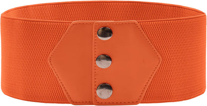 GRACE KARIN Women'S Snap-Button Corset Belt Wide Elastic Belts for Dress Stretchy Waistband Apparel & Accessories > Clothing Accessories > Belts GRACE KARIN Orange Medium 