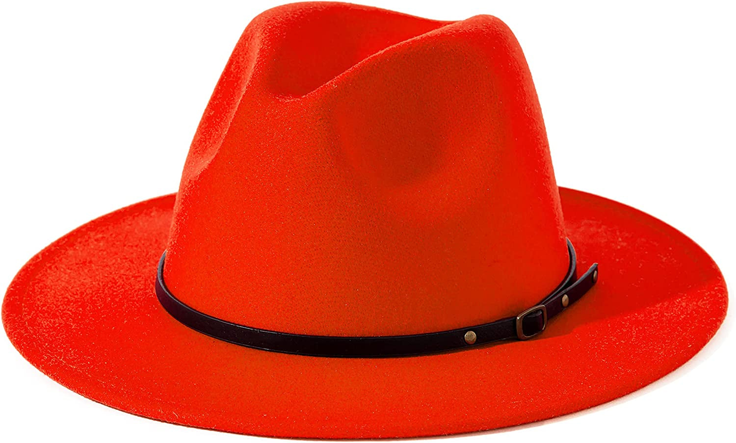 Lisianthus Women Belt Buckle Fedora Hat Apparel & Accessories > Clothing Accessories > Hats Lisianthus Orange  