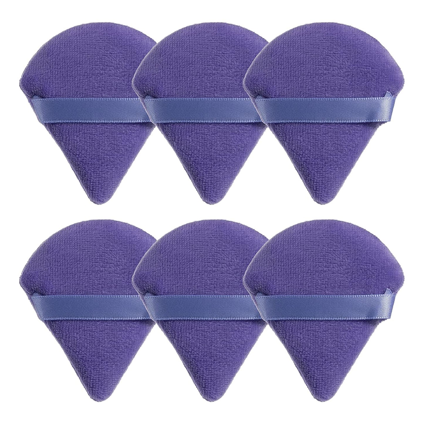 MOTZU 6 Pieces Pure Cotton Powder Puff, Made of Cotton Velour in Triangle Wedge Shape Designed for Contouring, under Eyes and Corners, 2.76 Inch Normal Size, with Strap, Makeup Tool for Cosmetic Health & Beauty > Personal Care > Cosmetics > Cosmetic Tools > Makeup Tools MOTZU Purple  