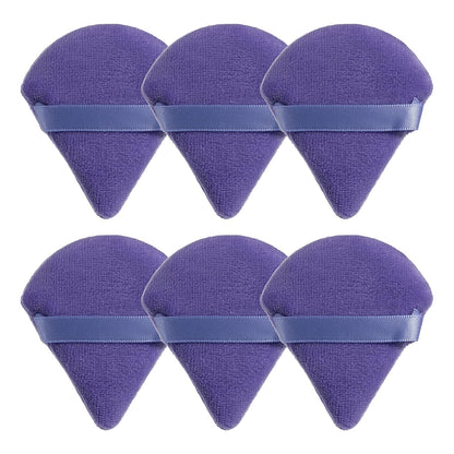 MOTZU 6 Pieces Pure Cotton Powder Puff, Made of Cotton Velour in Triangle Wedge Shape Designed for Contouring, under Eyes and Corners, 2.76 Inch Normal Size, with Strap, Makeup Tool for Cosmetic Health & Beauty > Personal Care > Cosmetics > Cosmetic Tools > Makeup Tools MOTZU Purple  