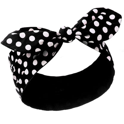 Costume Headband White Polka Dot Bandana Headband Wire Headband Retro Hairband Headwrap Hair Accessories for Women and Girls (Small Dots, Red) Apparel & Accessories > Clothing Accessories > Bandanas & Headties Hicarer Black Big Dots 