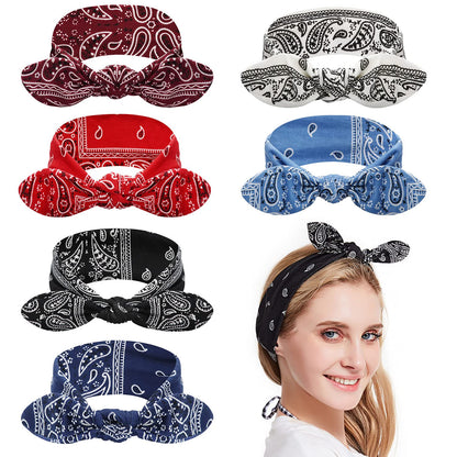 DRESHOW Twist Bow Wire Headbands Vintage Head Wrap Rabbit Ear Wired Hairbands Hair Holder Hair Accessory for Women and Girls 6 Pack Apparel & Accessories > Clothing Accessories > Bandanas & Headties DRESHOW 6 Pack Rabbit Ears Paisley A  