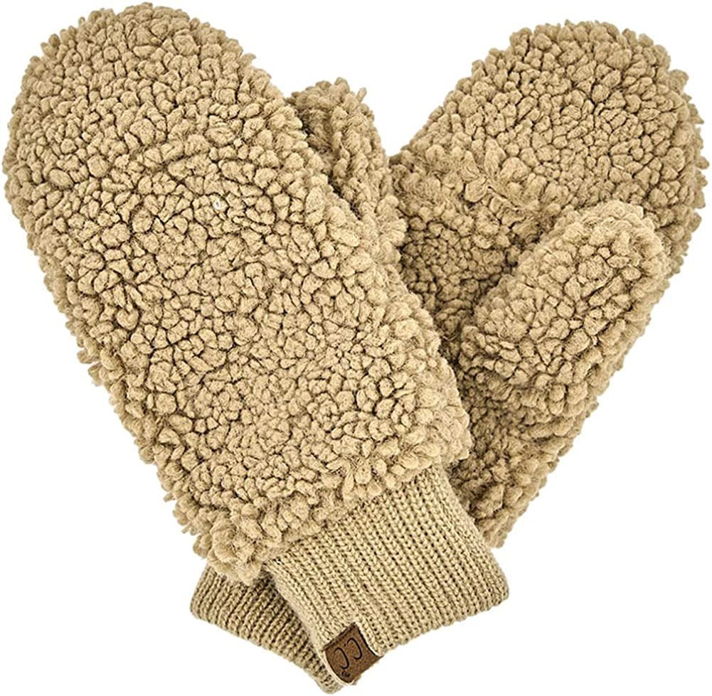 CC Soft Faux Fur Fuzzy Lined Flip up down Top Fingerless Mitten Gloves Apparel & Accessories > Clothing Accessories > Gloves & Mittens C.C Sherpa Dk. Camel  