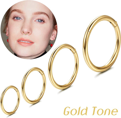 Jstyle 8Pcs 16G Surgical Steel Hinged Clicker Segment Nose Rings Hoop Helix Cartilage Daith Tragus Sleeper Earrings Body Piercing 6-12MM Improved Apparel & Accessories > Jewelry > Rings Jstyle   