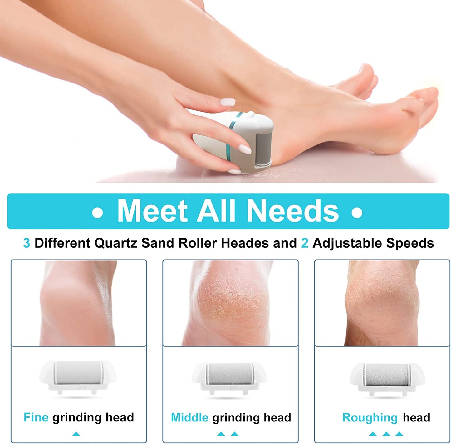 Electric Callus Removers for Feet,Rechargeable Pedicure Tools Foot Care Feet File,Professional Waterproof 13 in 1 Callous Remover Kit,With 3 Roller Heads 2 Speed,Battery Display Health & Beauty > Personal Care > Foot Care YOIDOO   
