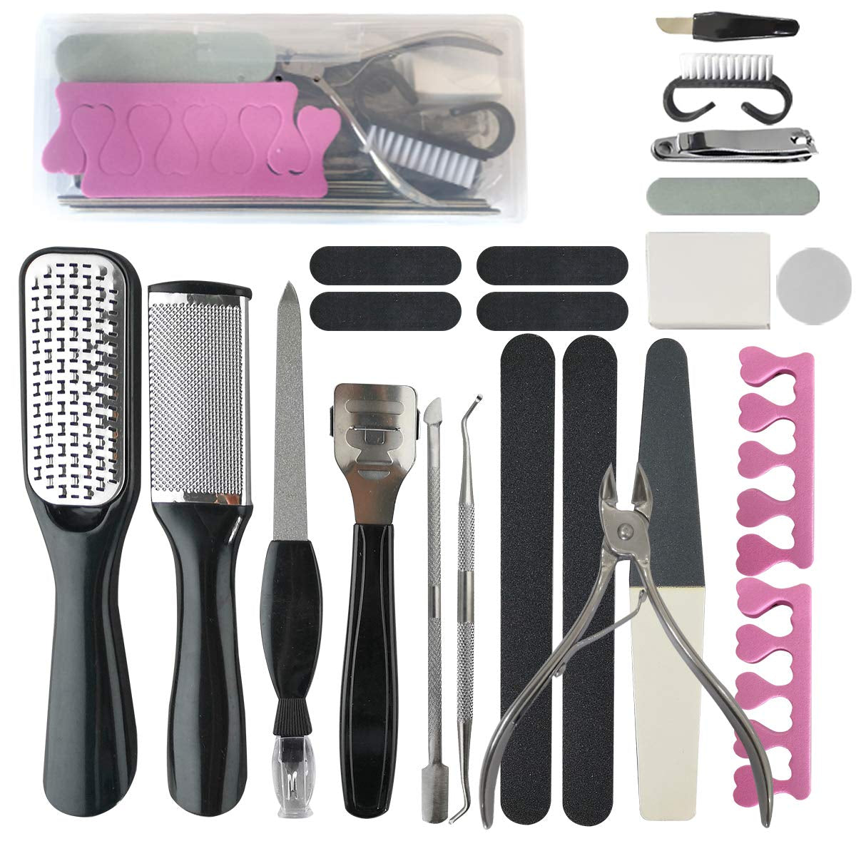Nado Care Pedicure Kit Professional Foot Scrubber Pedicure Foot Soak 23 in 1 Stainless Steel Foot Care Kit Foot Rasp Dead Skin Remover Pedicure Kit for Men Women Best Gift Health & Beauty > Personal Care > Foot Care Nado care   