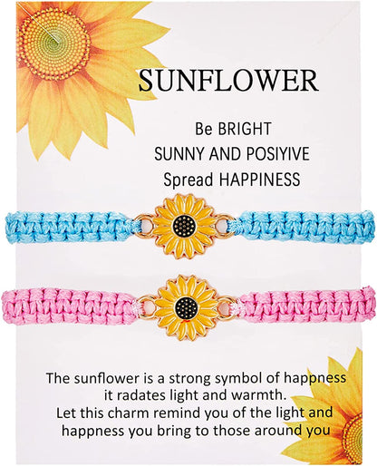Sunflower Bracelet Anklet Pinky Promise Friendship Adjustable Bracelet Anklet Sunflower Best Gifts for Best Friends Couple Family Apparel & Accessories > Jewelry > Anklets iDIMSON Pink & Light Blue  
