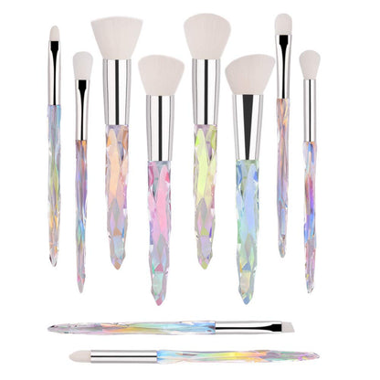 Makeup Brush Professional, Acrylic Diamond Handle Make up Brushes Series for Full Face Foudation Blush Eyeshadow Concealers Powder Transparent Beauty Tools Health & Beauty > Personal Care > Cosmetics > Cosmetic Tools > Makeup Tools G-Texnik 4-Variegated white  