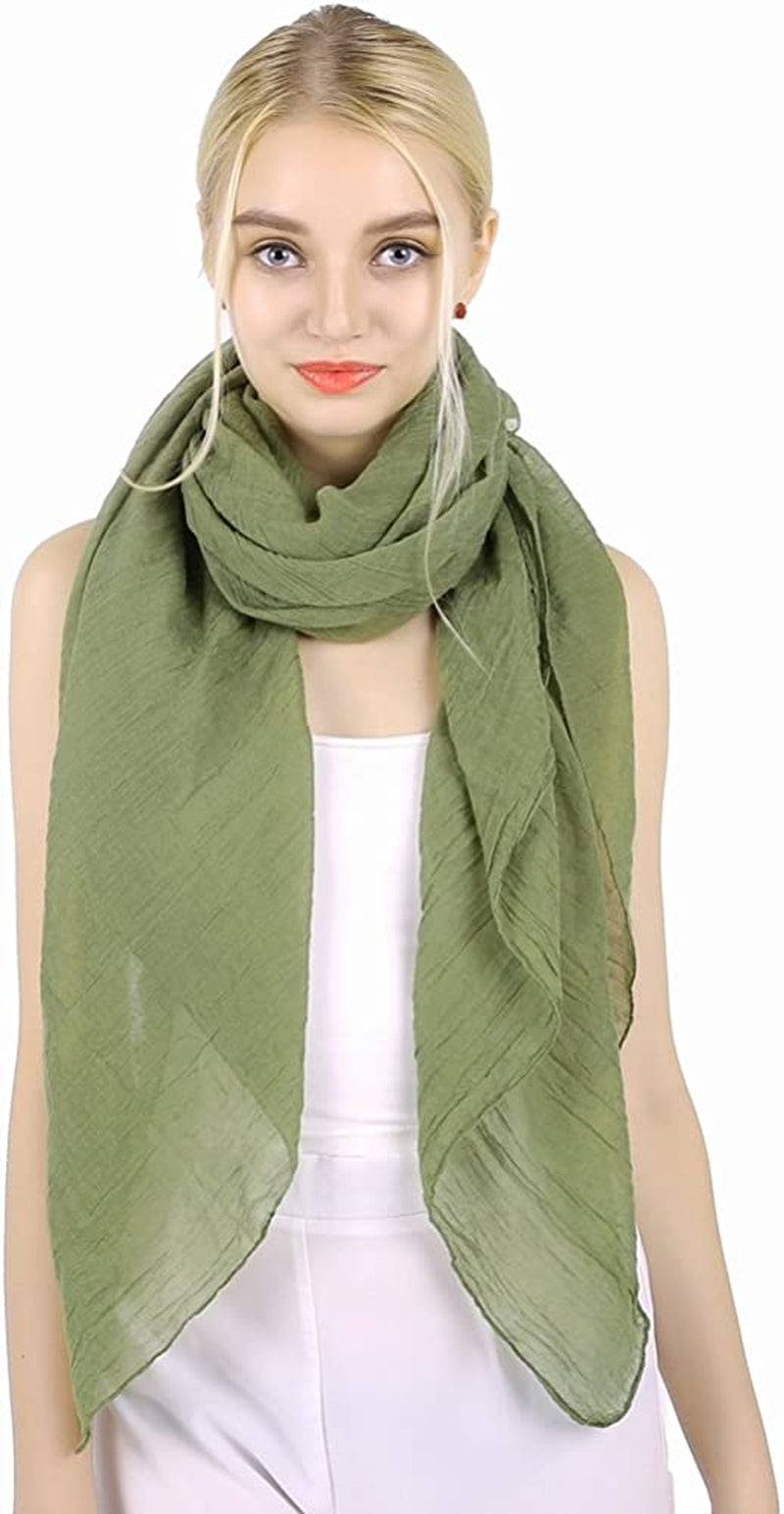 Missshorthair Womens Solid Color Scarfs Long Lightweight Scarf for Women Large Sheer Wrap Shawl Apparel & Accessories > Clothing Accessories > Scarves & Shawls MissShorthair 18green Olive  