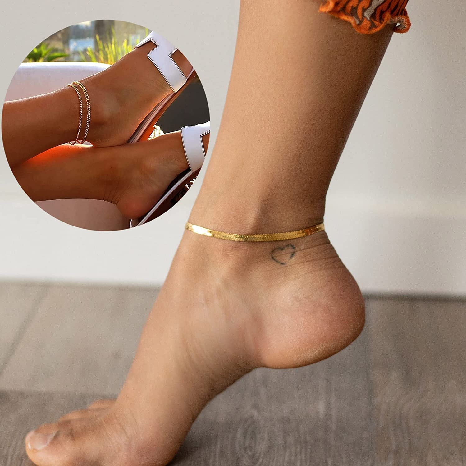 DEARMAY Gold Anklets for Women 14K Gold Ankle Bracelets for Women Waterproof Cuban Link Anklets Set Layered Anklet Bracelets for Women Anklet for Women Gold Jewelry Gift Apparel & Accessories > Jewelry > Anklets DEARMAY   