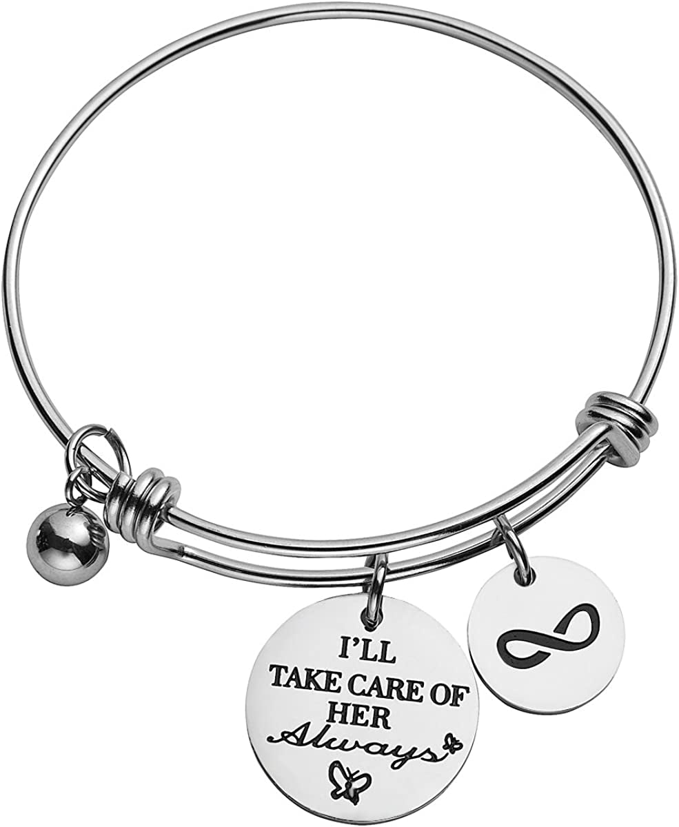 Omodofo Mother in Law Charm Bracelet Adjustable Stainless Steel Bangle for Mother Stepmother Birthday Wedding Apparel & Accessories > Jewelry > Bracelets omodofo Son - Mother in law  
