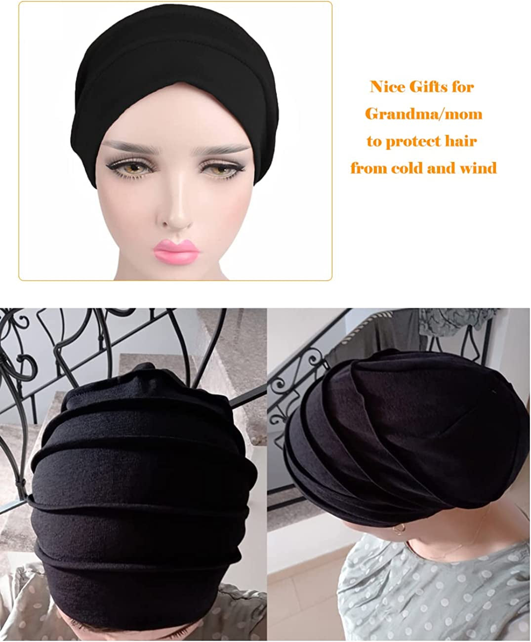 Pleated Chemo Cotton Turban Hat Alopecia Headwear Bald Head Cap for Cancer Covers Women Scarf Apparel & Accessories > Clothing Accessories > Headwear Harewom   