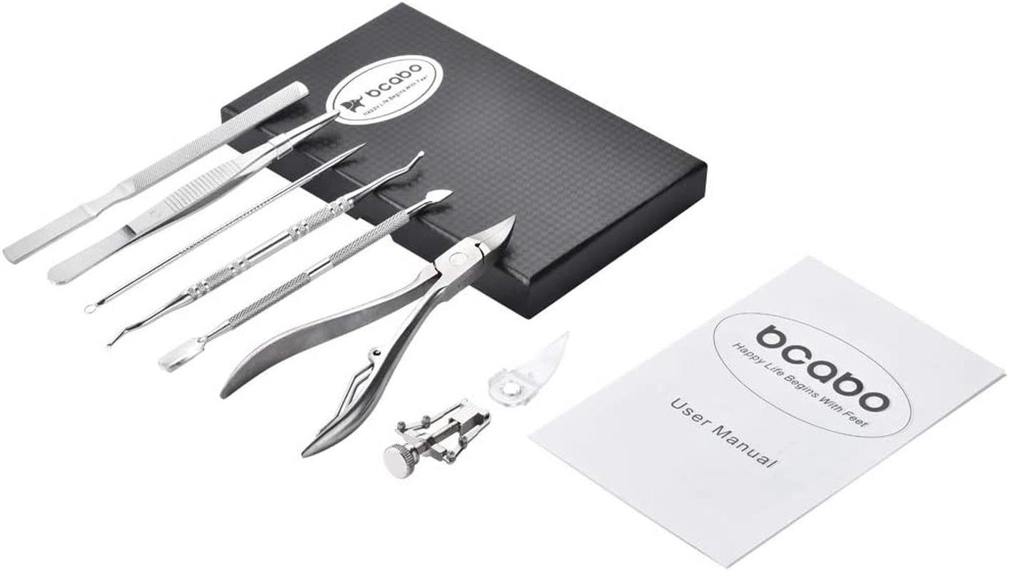 Bcabo Upgraded 8Pcs/Set Ingrown Toenail Tools Kit, Premium Nail Treatment Foot Tool, Ingrown Toenail Removal Correction Clippers, Surgery Grade Ingrown Toe Nail File Lifter, Professional Pedicure Tool Health & Beauty > Personal Care > Cosmetics > Cosmetic Tools > Nail Tools Bcabo   