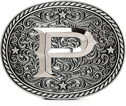 Western Cowboy/Cowgirl Initial Belt Buckle - Large, Letter Buckles for Men and Women Apparel & Accessories > Clothing Accessories > Belt Buckles Itera P  