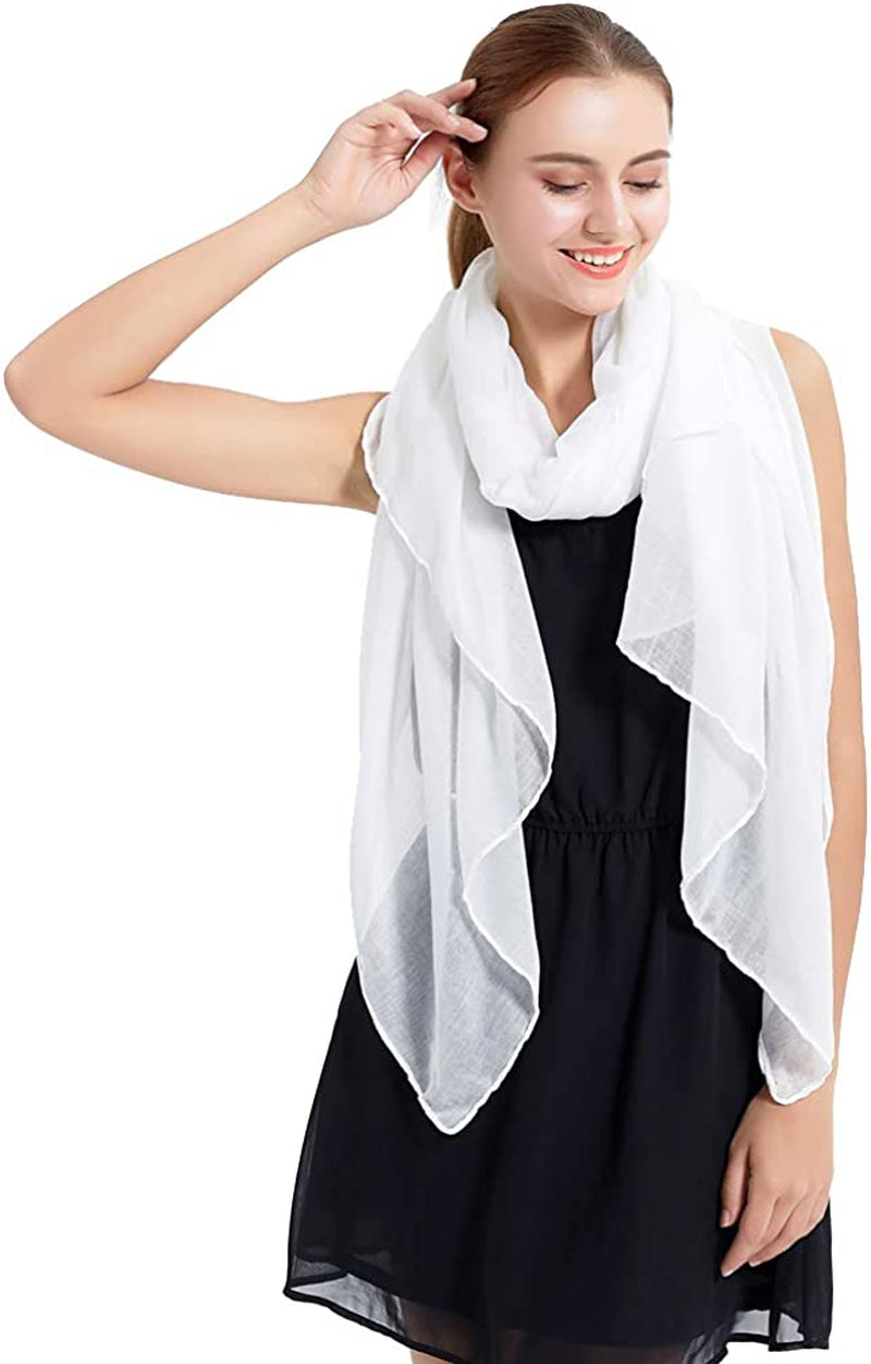 LMVERNA Women'S Long Scarf Solid Color Large Sheer Shawl Wraps for Evening Apparel & Accessories > Clothing Accessories > Scarves & Shawls LMVERNA White  