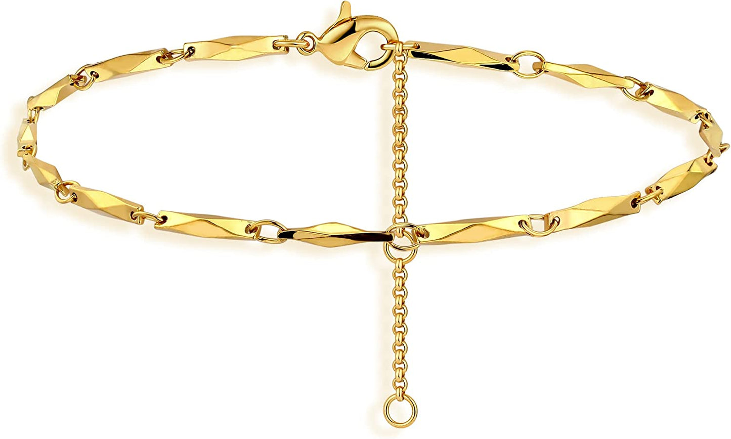 OSIANA 18K Gold Snake Chain Anklet – 1.3Mm Thin, Dainty, Gold Plated Copper Jewelry for Women & Men with Lobster Clasp Apparel & Accessories > Jewelry > Anklets OSIANA Lace Diamond Anklet  