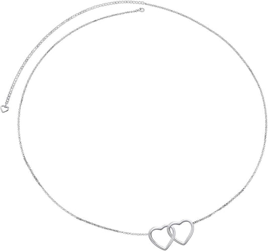 S925 Sterling Silver Sexy Waist Belt Belly Chain Adjustable Charm Body Chain Apparel & Accessories > Jewelry > Body Jewelry Harmonyball Jewelry Heart  