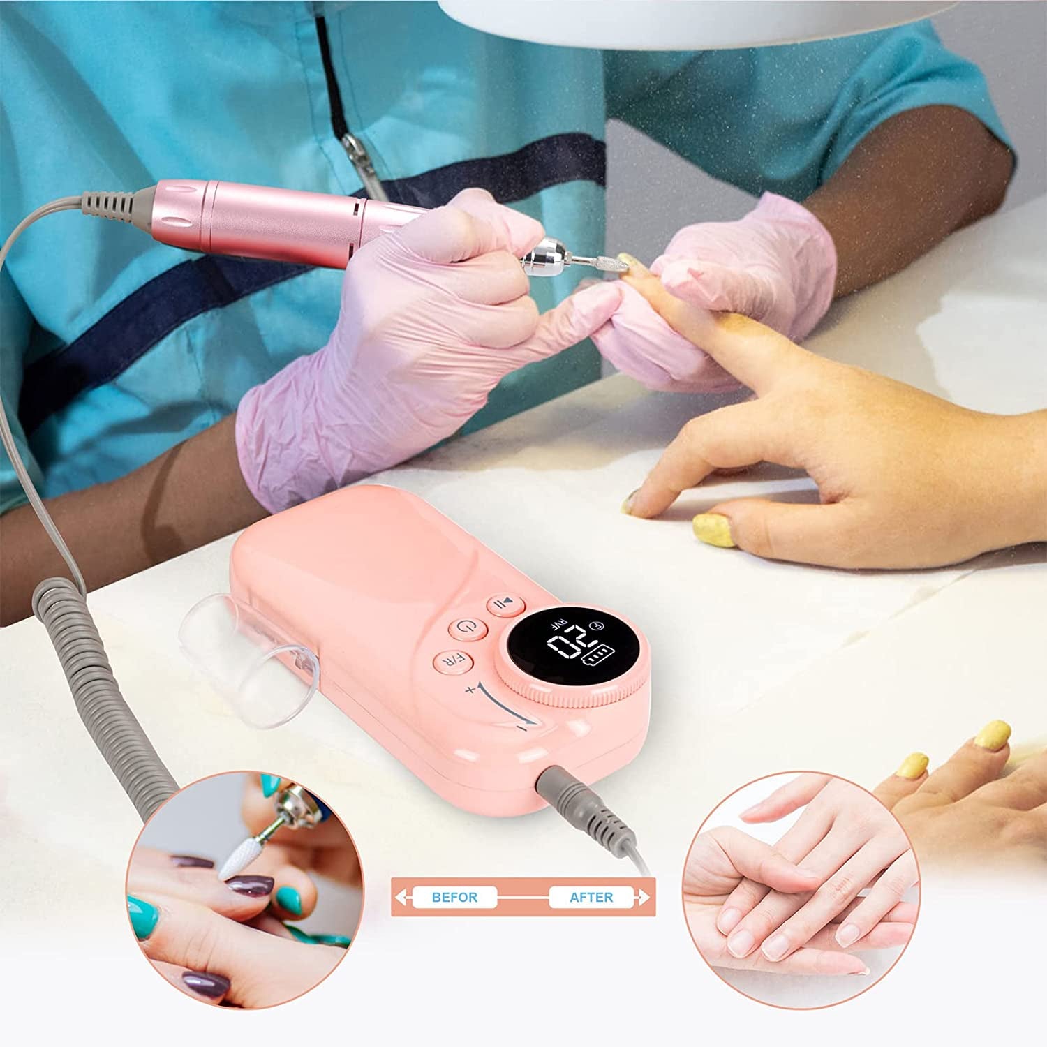 Rechargeable Nail Drill Electric Nail File, Professional 35000RPM Nail Drills for Acrylic Nails, Portable Electric E File for Gel Nails, Manicure Pedicure Polishing Shape Tools with 11Pcs Drill Bits Health & Beauty > Personal Care > Cosmetics > Cosmetic Tools > Nail Tools ZXNZX   