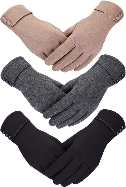 Patelai 3 Pairs Women Winter Gloves Warm Touchscreen Gloves Windproof Gloves for Women Girls Winter Using Apparel & Accessories > Clothing Accessories > Gloves & Mittens Patelai Black, Gray, Khaki  