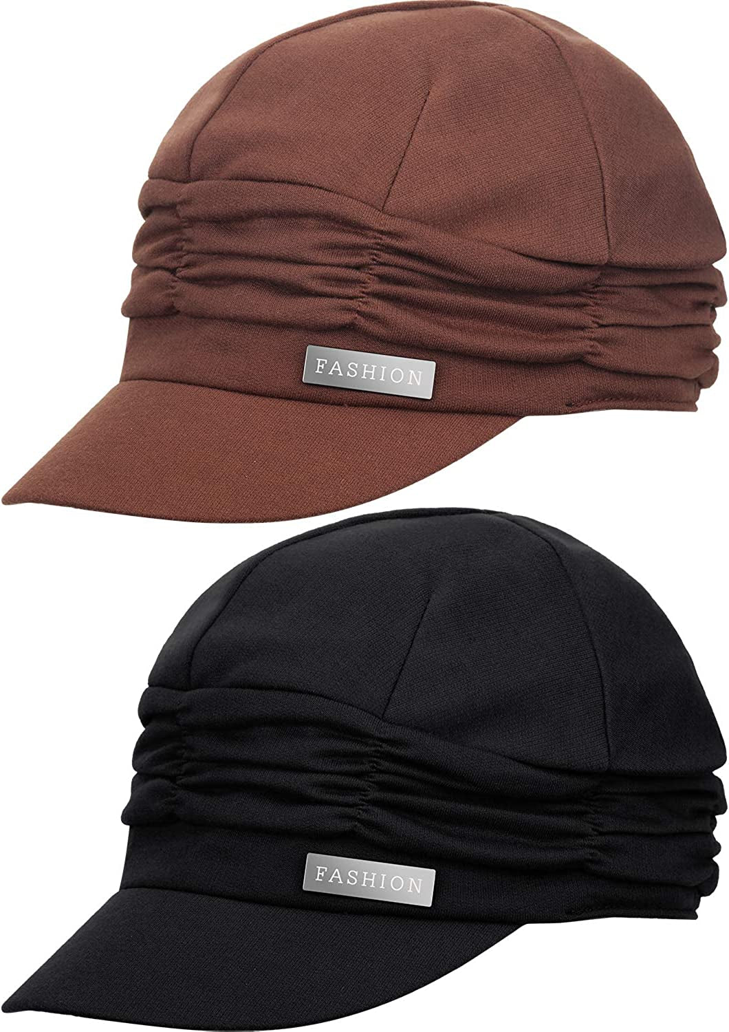 SATINIOR 2 Pieces Women Newsboy Cabbie Cap Beret Hats Baseball Cap Painter Visor Hats for Women Apparel & Accessories > Clothing Accessories > Headwear SATINIOR Black, Coffee  