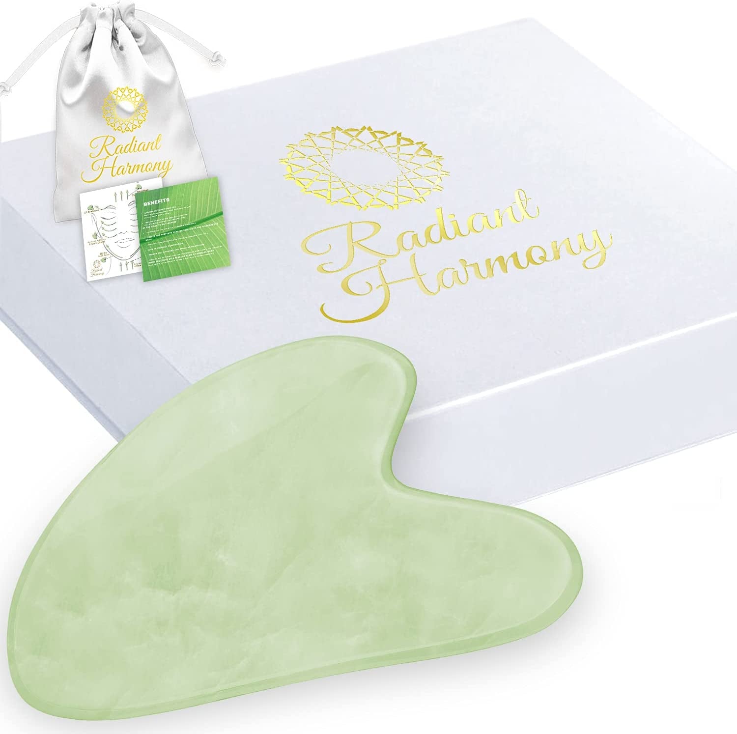 Radiant Harmony Gua Sha - Light Jade Gua Sha Massage Tool as Face Massager - Guasha Tool for Face as Skin Care Tools - Easy to Use Gua Sha Facial Tools - Arrives in a Luxury Box & Bag with Guide Health & Beauty > Personal Care > Cosmetics > Cosmetic Tools > Skin Care Tools RADIANT HARMONY   