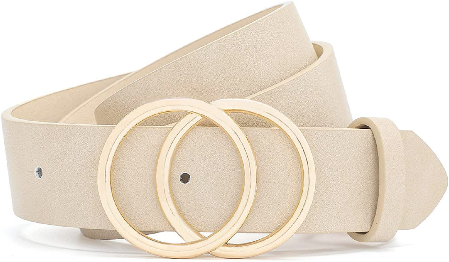 Earnda Women'S Leather Belt Fashion Soft Faux Leather Waist Belts for Jeans Dress Apparel & Accessories > Clothing Accessories > Belts Earnda Beige X-Small: fits waist from 23"-26" 