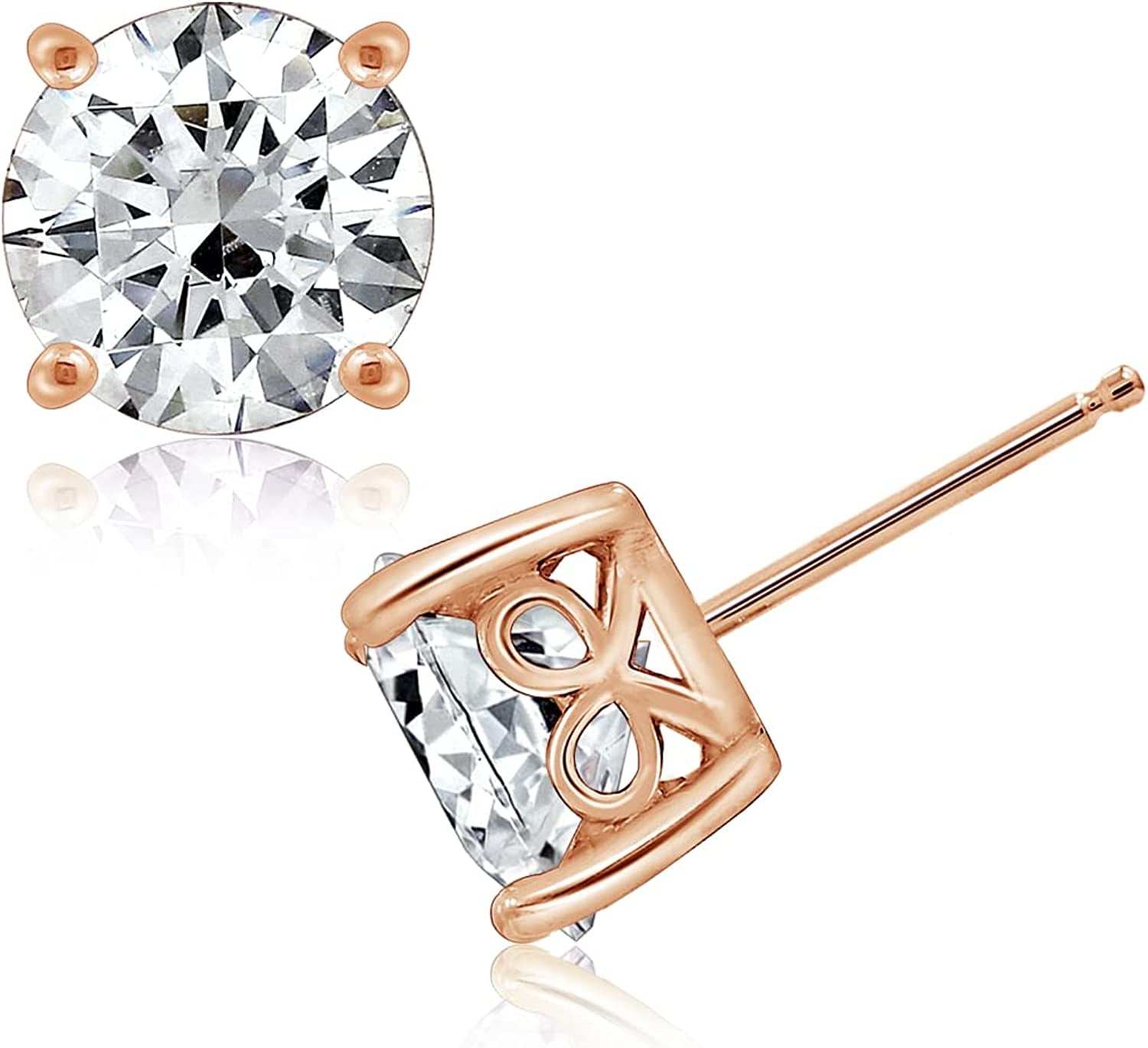 Collection Platinum or Gold Plated Sterling Silver Round-Cut Stud Earrings Made with Infinite Elements Zirconia Apparel & Accessories > Jewelry > Earrings Amazon Collection Rose-gold-plated 5 cttw 