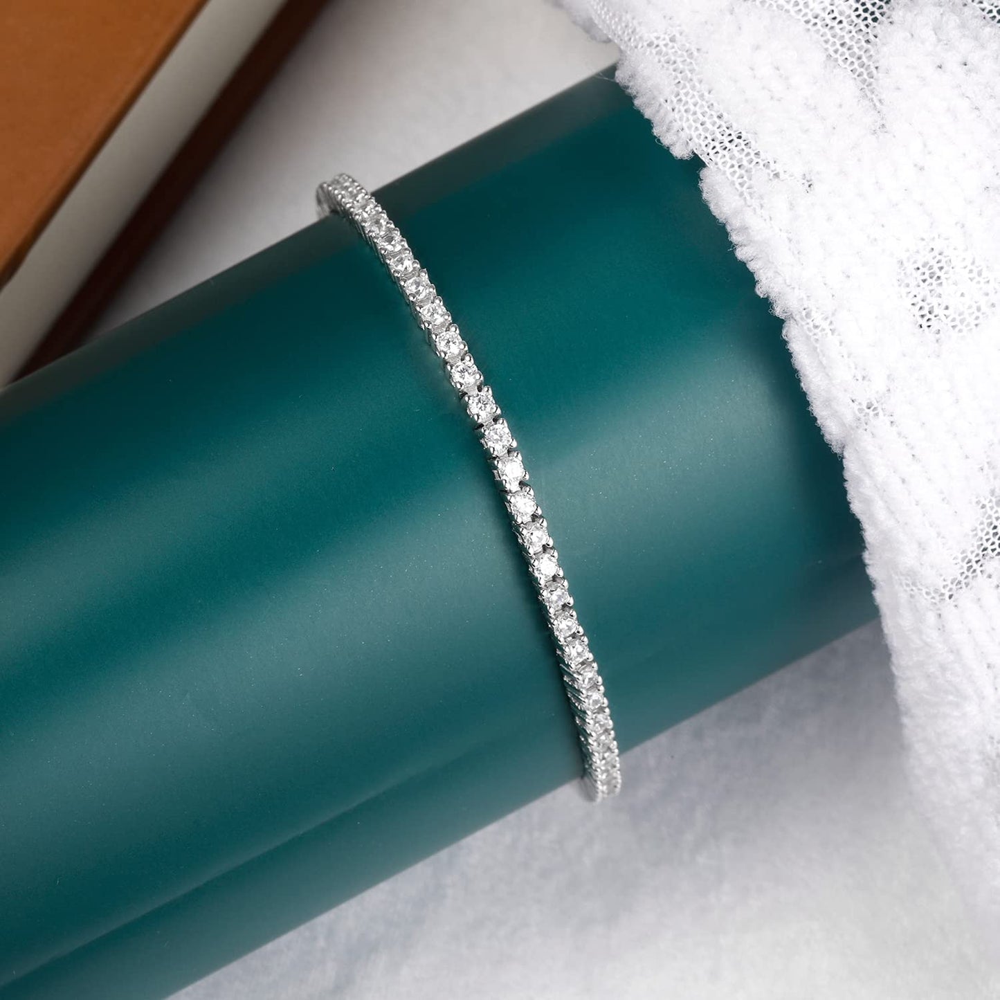 TIKJE 925 Sterling Silver 2-7Mm Cubic Zirconia Classic Tennis Bracelet | White Gold Bracelets for Women | Size 6-8.5 Inches Apparel & Accessories > Jewelry > Bracelets TIKJE   