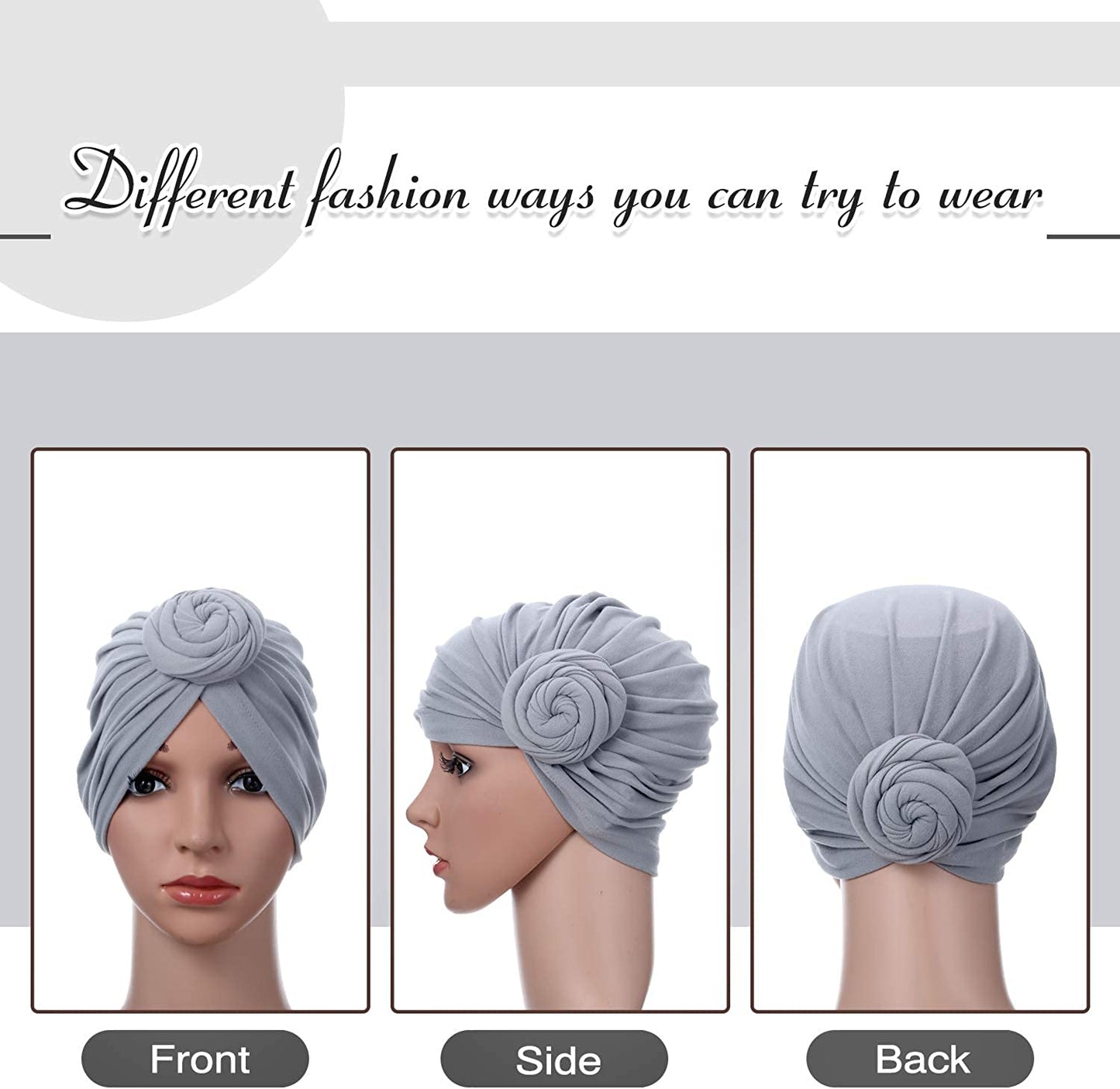 SATINIOR 6 Pieces Women African Turban Flower Knot Pre-Tied Bonnet Beanie Cap Headwrap Apparel & Accessories > Clothing Accessories > Bandanas & Headties SATINIOR   