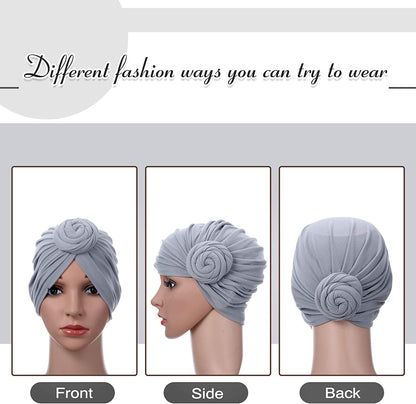 SATINIOR 6 Pieces Women African Turban Flower Knot Pre-Tied Bonnet Beanie Cap Headwrap Apparel & Accessories > Clothing Accessories > Bandanas & Headties SATINIOR   