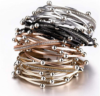Fesciory Leather Wrap Bracelet for Women, Leopard Multi-Layer Magnetic Buckle Cuff Bracelet Jewelry Apparel & Accessories > Jewelry > Bracelets Fesciory   