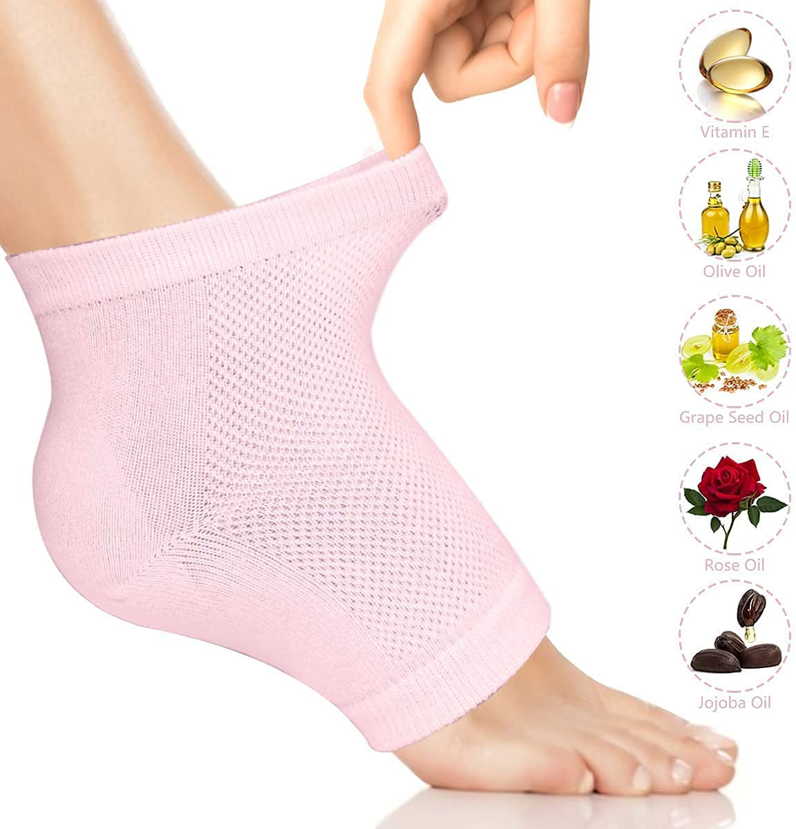 Moisturizing Heel Gel Socks - Heal Dry Cracked Dead Skin Foot Care Softener Pedicure Spa Sock Set | 4 Pairs Soft Silicone Lotion Ankle Sleeves to Repair Eczema Callus Rough Pain Relief Treatment Health & Beauty > Personal Care > Foot Care YOTURO   