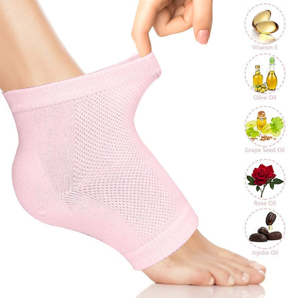 Moisturizing Heel Gel Socks - Heal Dry Cracked Dead Skin Foot Care Softener Pedicure Spa Sock Set | 4 Pairs Soft Silicone Lotion Ankle Sleeves to Repair Eczema Callus Rough Pain Relief Treatment Health & Beauty > Personal Care > Foot Care YOTURO   
