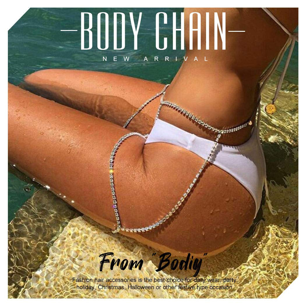 Bodiy Pocket Wallet Chain Silver Cuban Jean Pants Belt Chains Waist Belly Body Chain Jewelry for Women and Girls Apparel & Accessories > Jewelry > Body Jewelry BODIY   