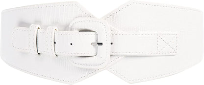 Grace Karin Wide Stretchy Vintage Waist Belt with Metal Buckle Muticolored CL409 Apparel & Accessories > Clothing Accessories > Belts GRACE KARIN White-820 Large 